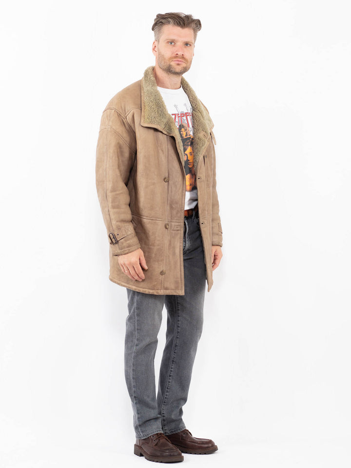 Vintage 80's Men Sheepskin Coat in BeigeZ2075