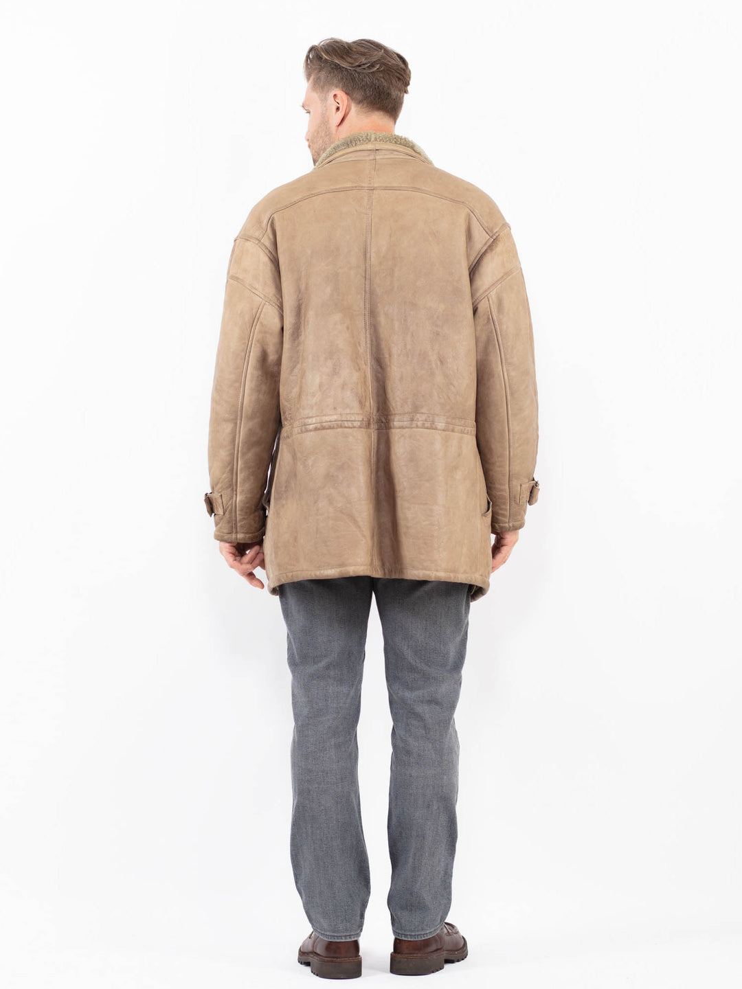 Vintage 80's Men Sheepskin Coat in BeigeZ2075