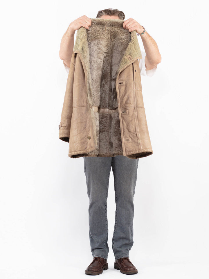 Vintage 80's Men Sheepskin Coat in BeigeZ2075