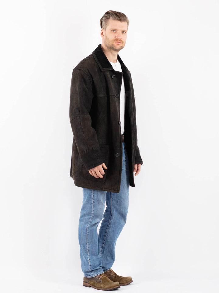 Vintage 80's Men Sheepskin Coat in BlackZ1420