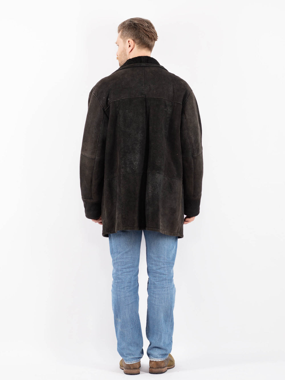 Vintage 80's Men Sheepskin Coat in BlackZ1420
