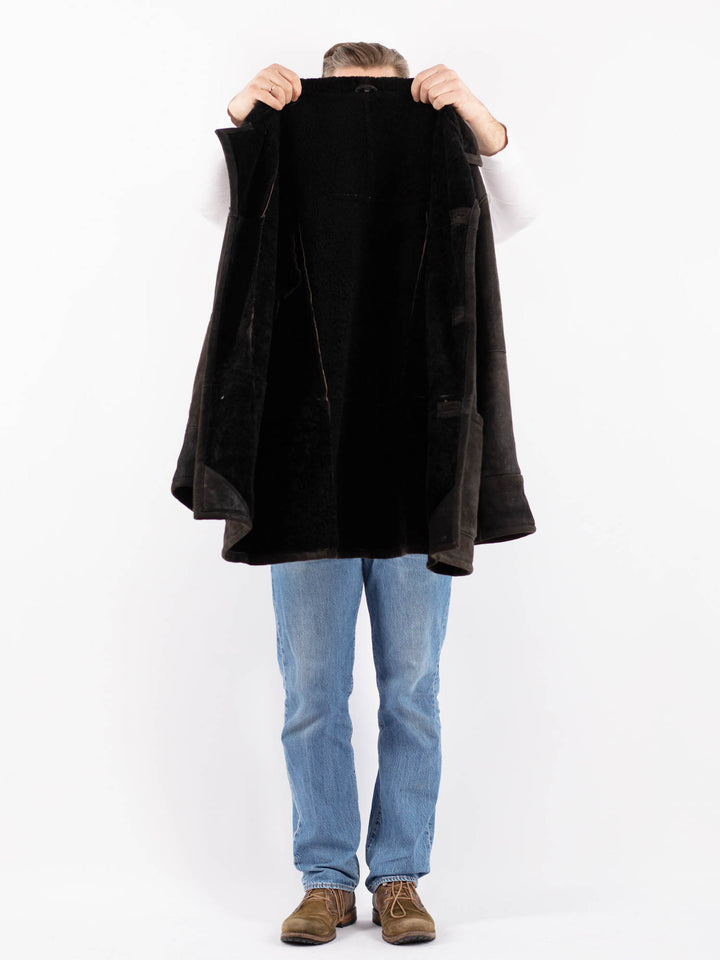 Vintage 80's Men Sheepskin Coat in BlackZ1420