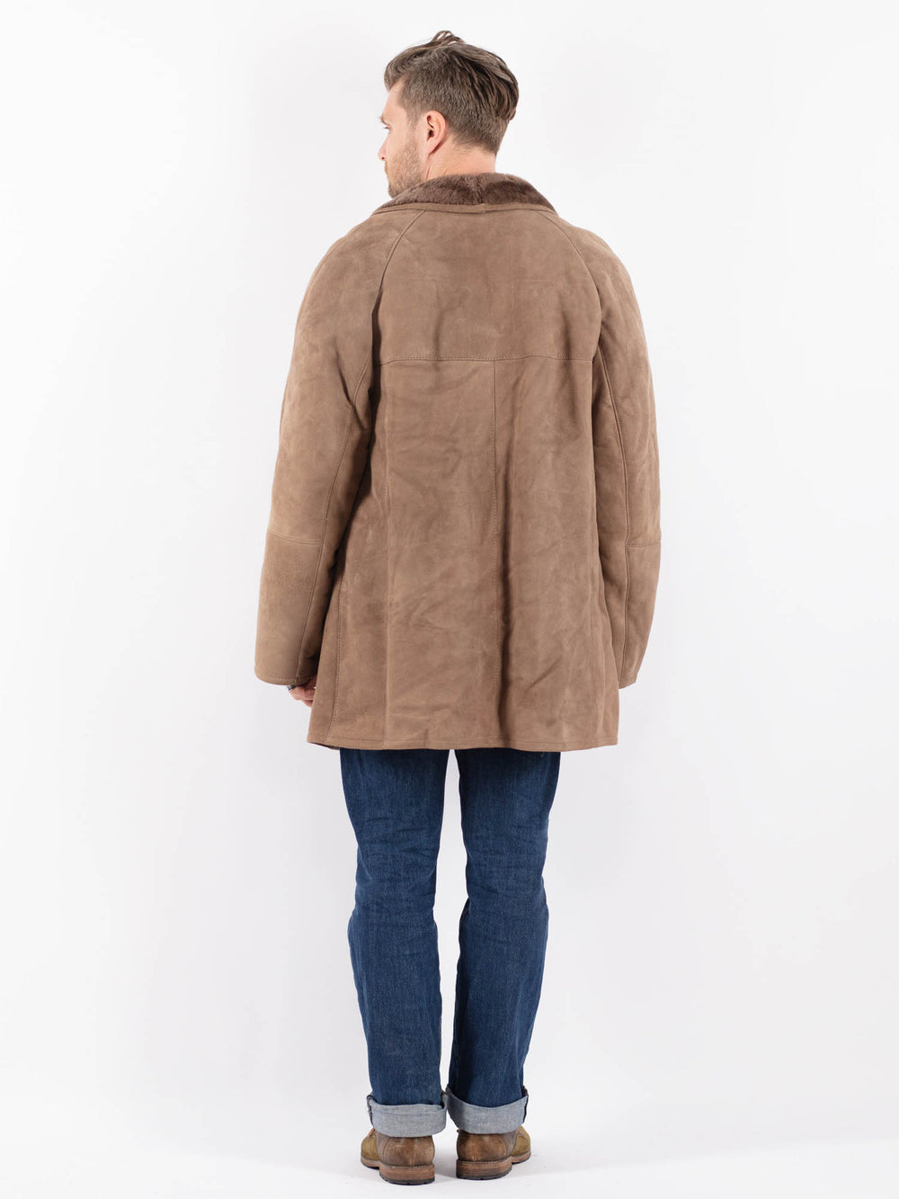Vintage 80's Men Sheepskin Coat in BeigeZ1529