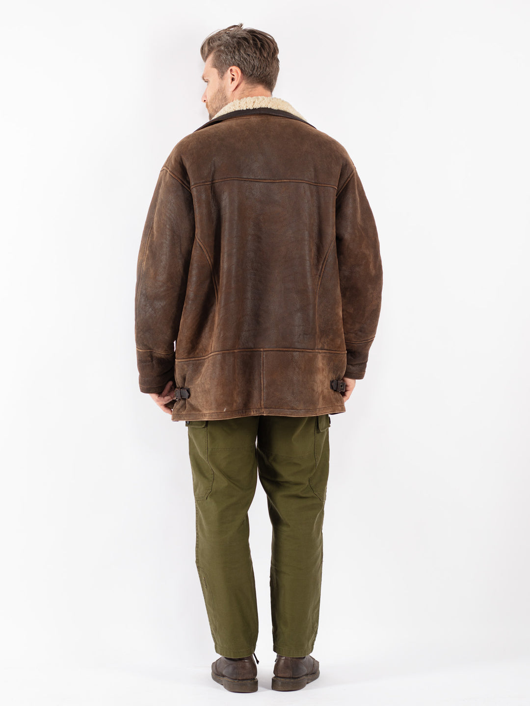 Vintage Men Sheepskin Coat in Brown