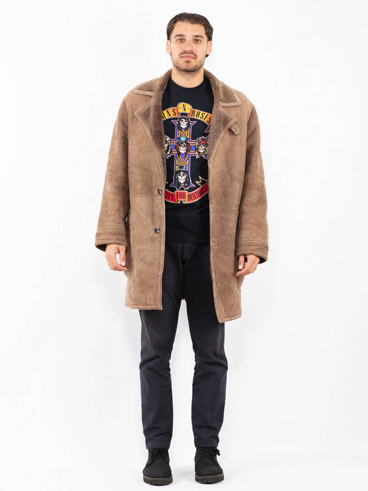 Vintage 80's Men Sheepskin Coat in BeigeZ2396