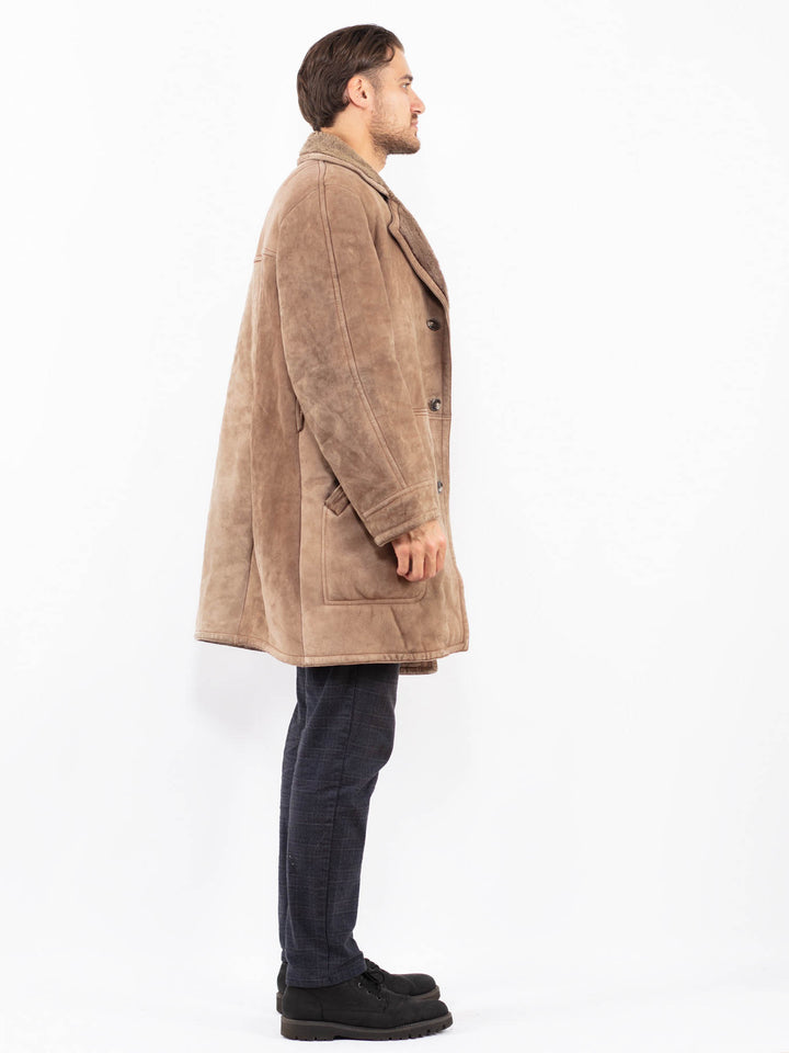 Vintage 80's Men Sheepskin Coat in BeigeZ2396