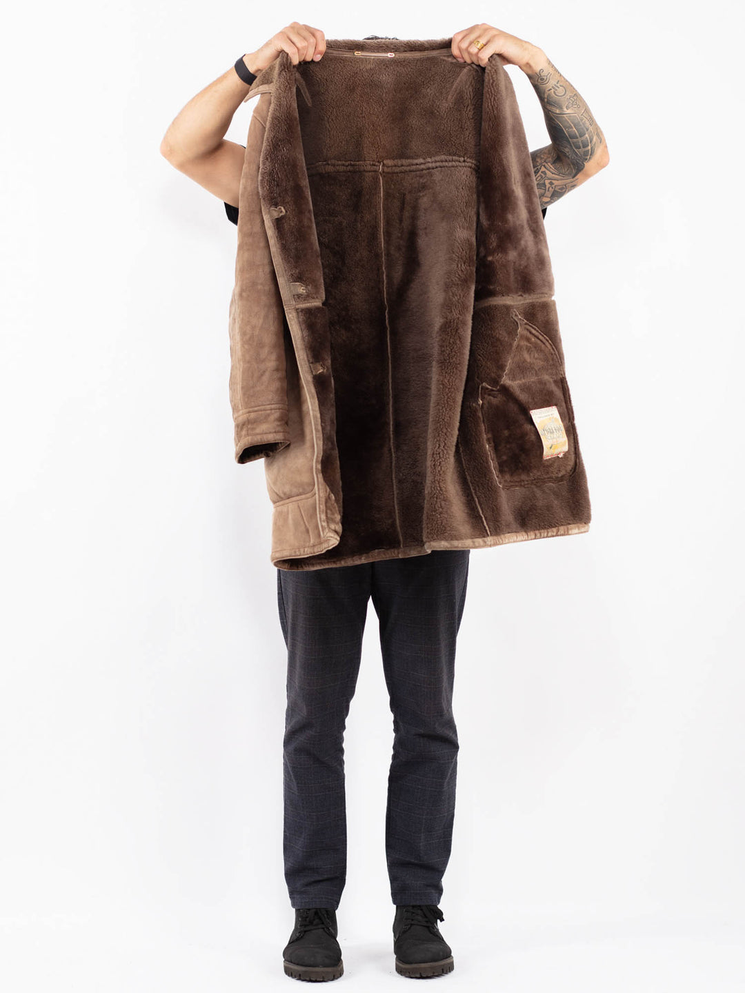 Vintage 80's Men Sheepskin Coat in BeigeZ2396