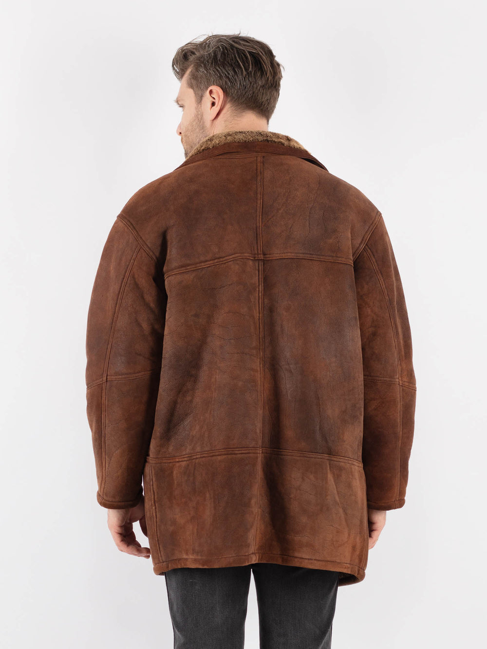 Vintage 80's Men Sheepskin Shearling in Brown
