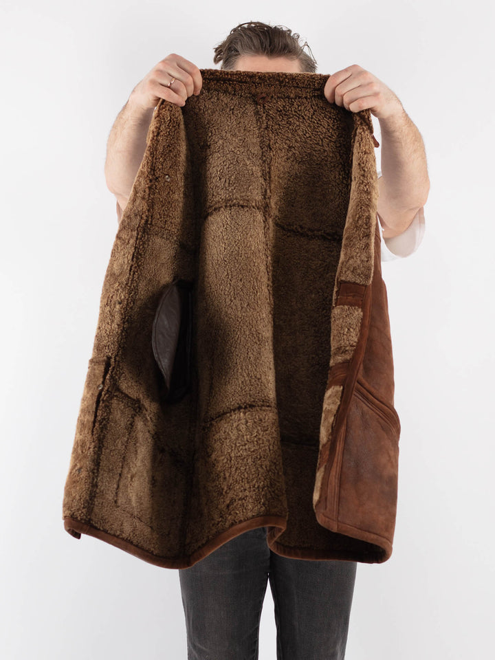 Vintage 80's Men Sheepskin Shearling in Brown