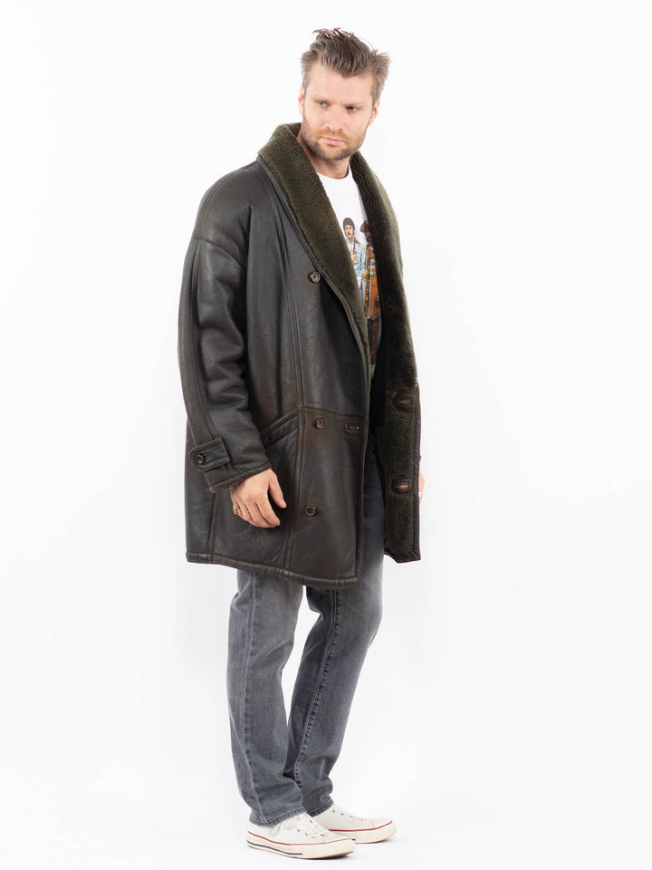 Vintage 80's Men Sheepskin Coat in GreenZ1975