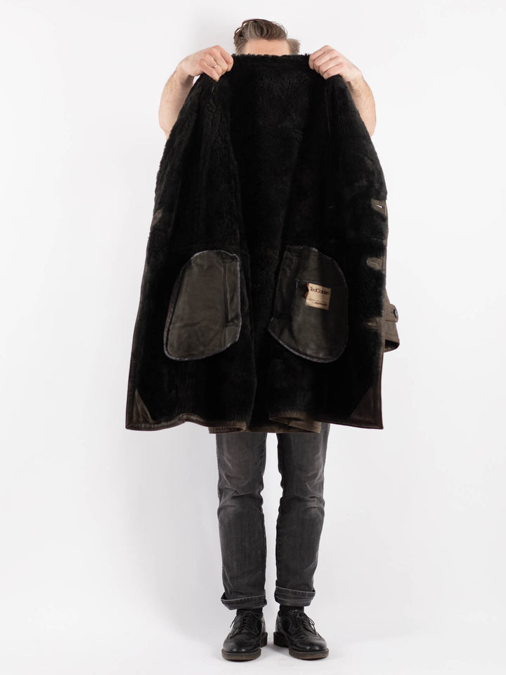 Vintage 80's Men Sheepskin Coat in BrownZ449