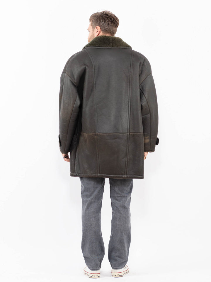 Vintage 80's Men Sheepskin Coat in GreenZ1975