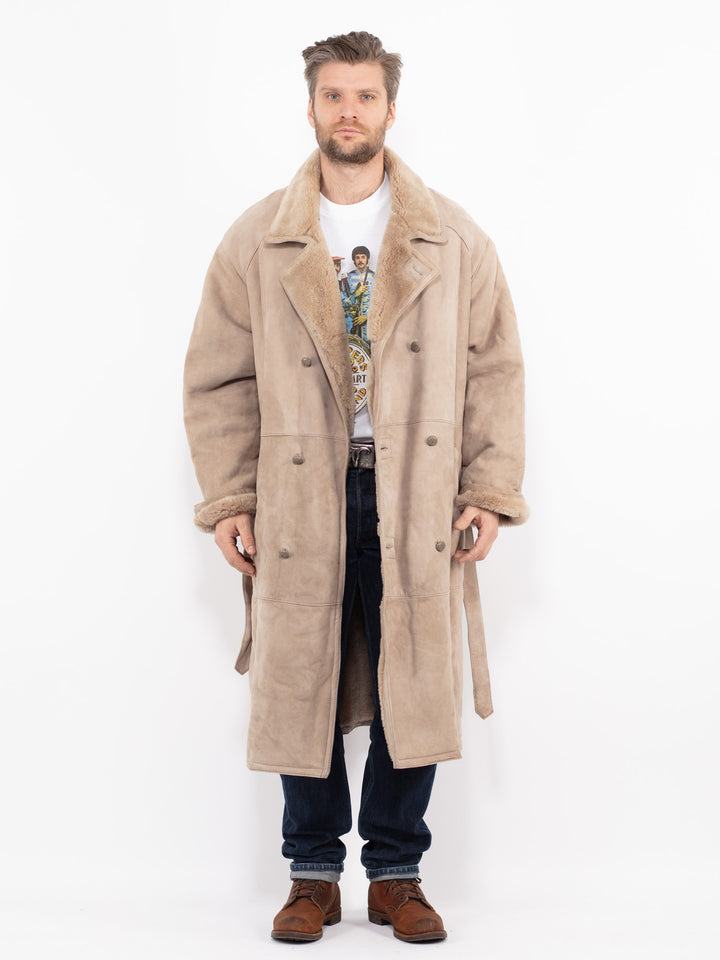 Vintage 80's Men Sheepskin Coat in BeigeZ2707