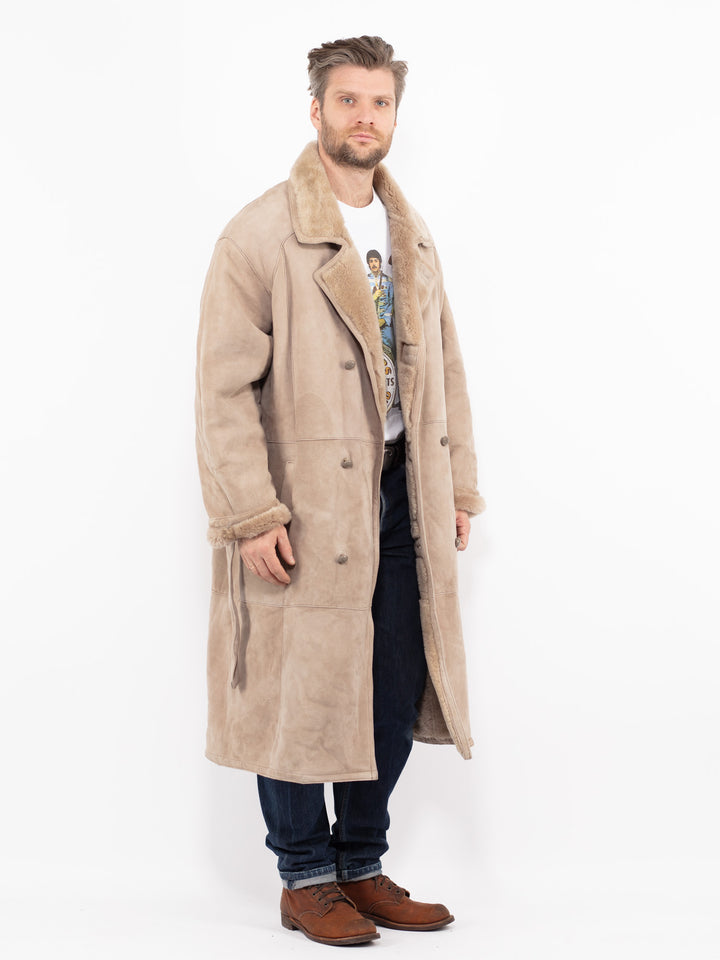 Vintage 80's Men Sheepskin Coat in BeigeZ2707