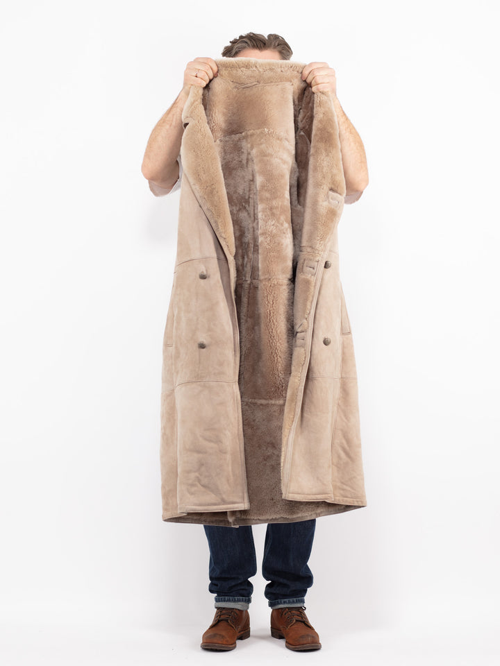 Vintage 80's Men Sheepskin Coat in BeigeZ2707