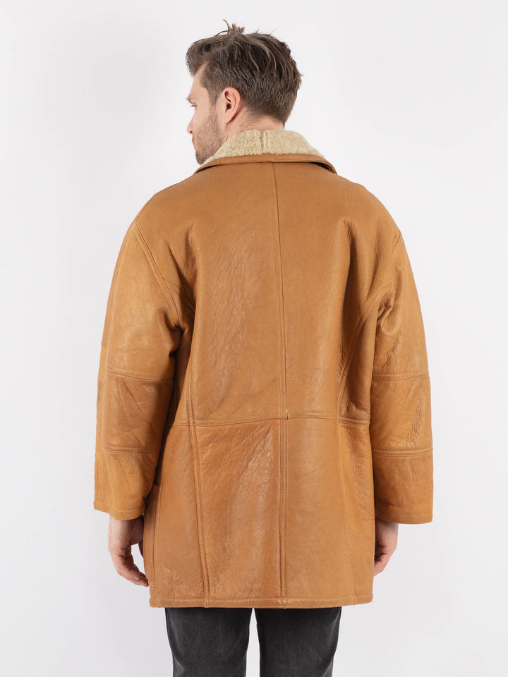 Vintage 80's Men Sheepskin Coat in Brown - NorthernGrip
