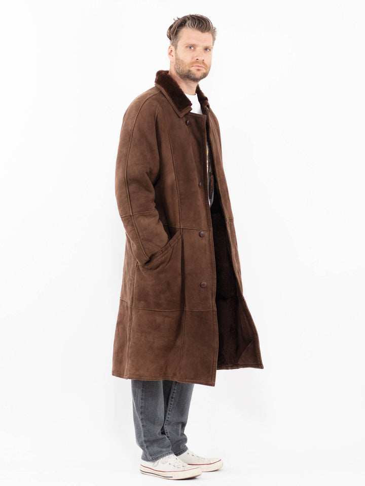Vintage 80's Men Sheepskin Coat in BrownZ1978