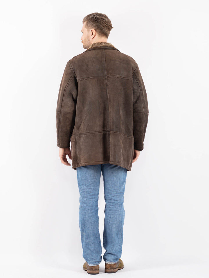Vintage 80's Men Sheepskin Coat in BrownZ1433