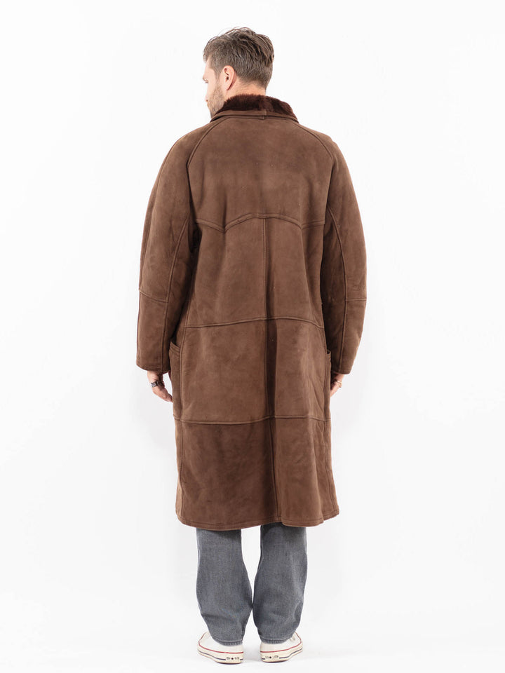 Vintage 80's Men Sheepskin Coat in BrownZ1978
