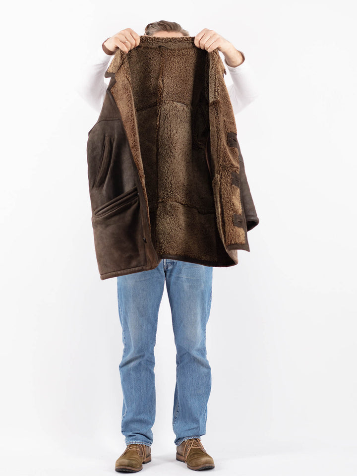 Vintage 80's Men Sheepskin Coat in BrownZ1433