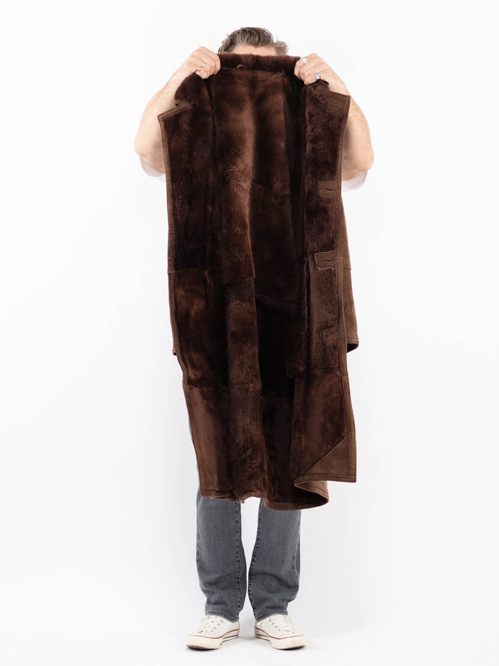 Vintage 80's Men Sheepskin Coat in BrownZ1978