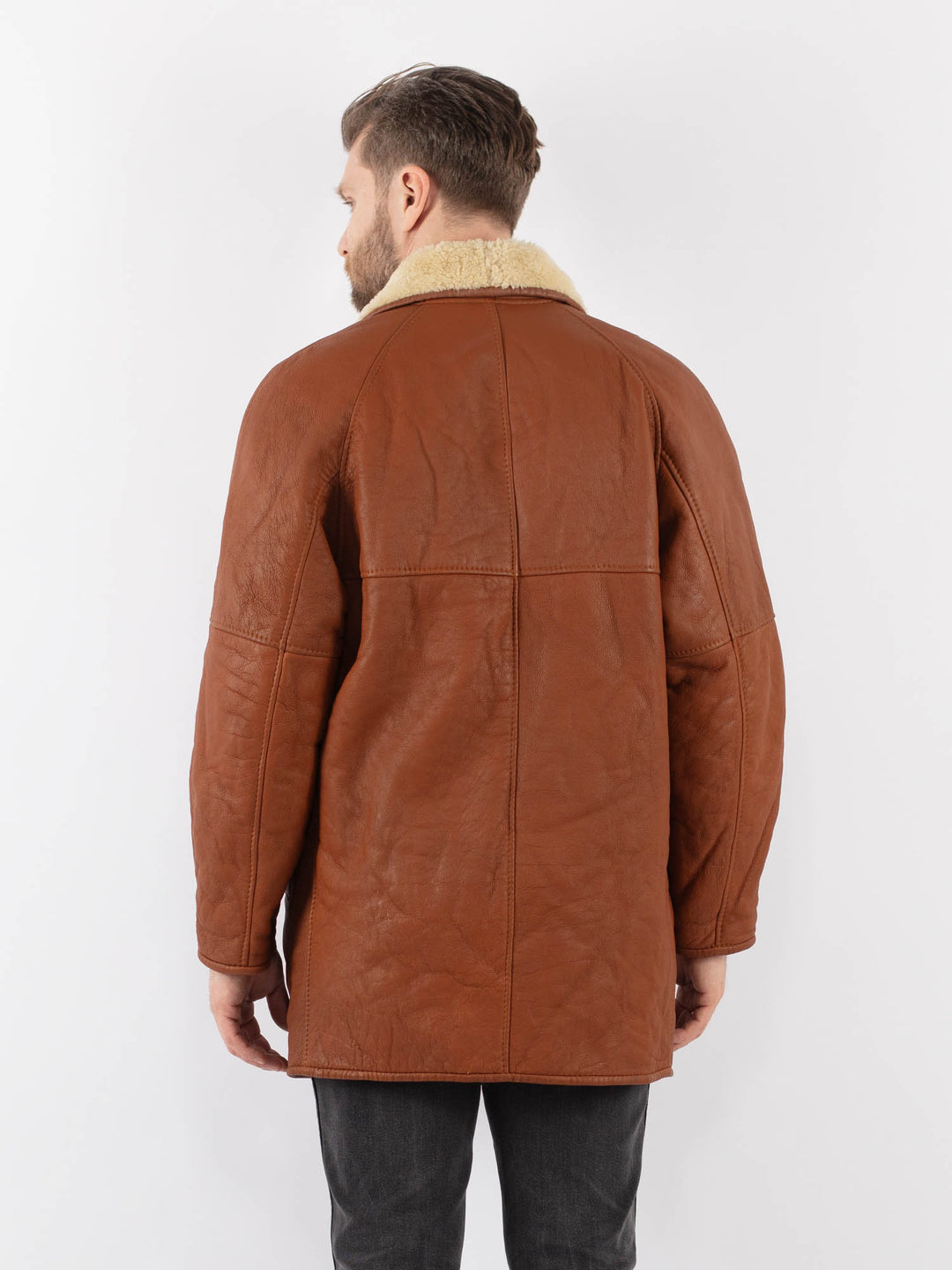 Vintage 80's Men Sheepskin Shearling in BrownZ1008