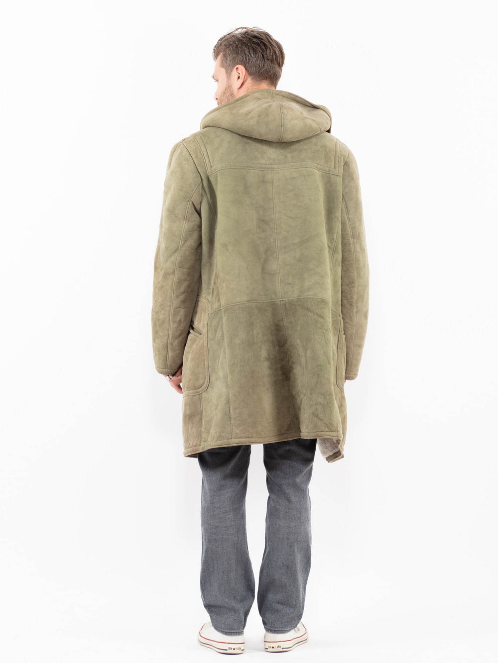 Vintage 80's Men Sheepskin Coat in GreenZ1992