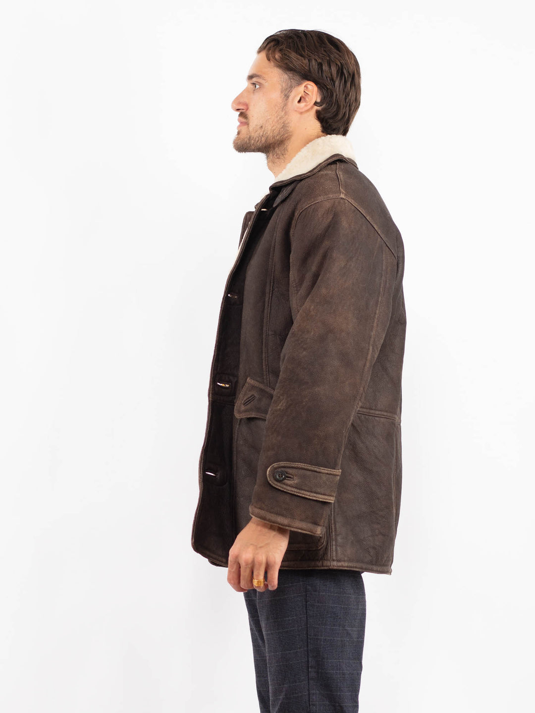 Vintage 80's Men Sheepskin Coat in BrownZ2236