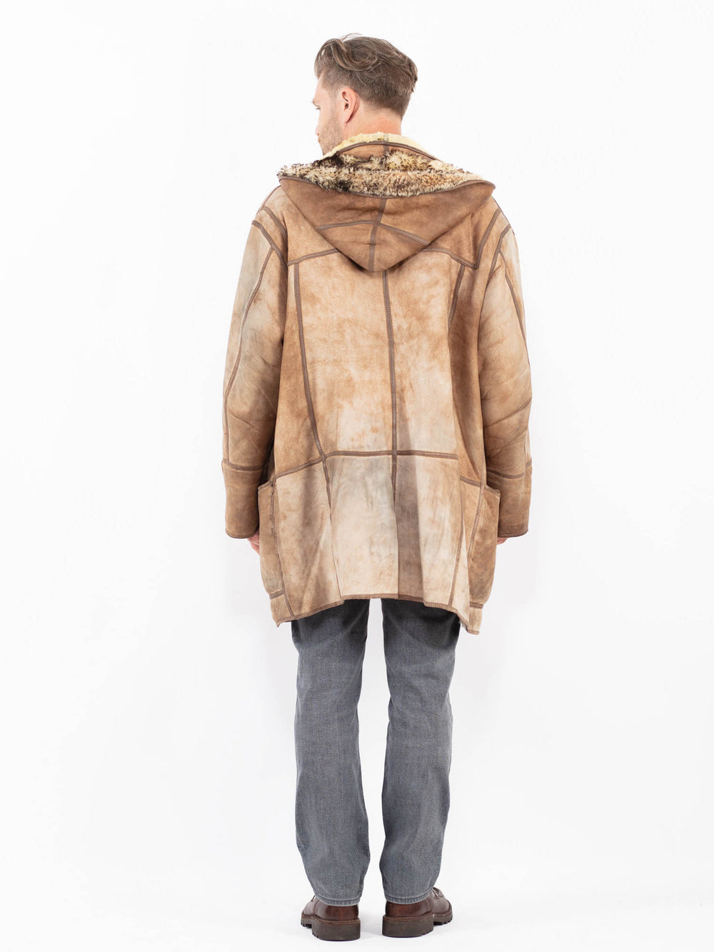 Vintage 80's Men Sheepskin Coat in BeigeZ2119