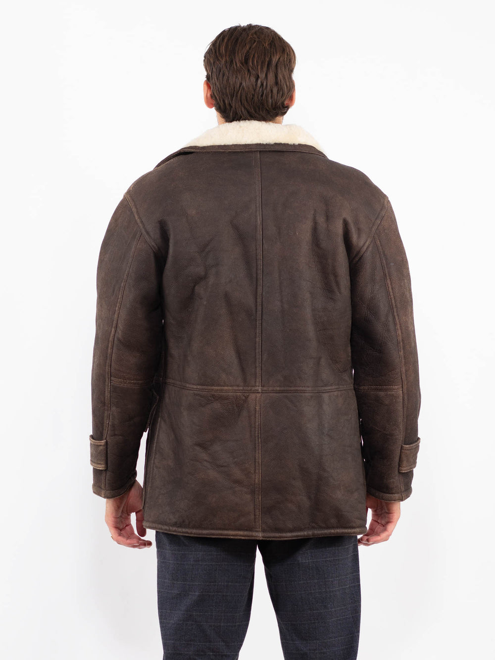 Vintage 80's Men Sheepskin Coat in BrownZ2236