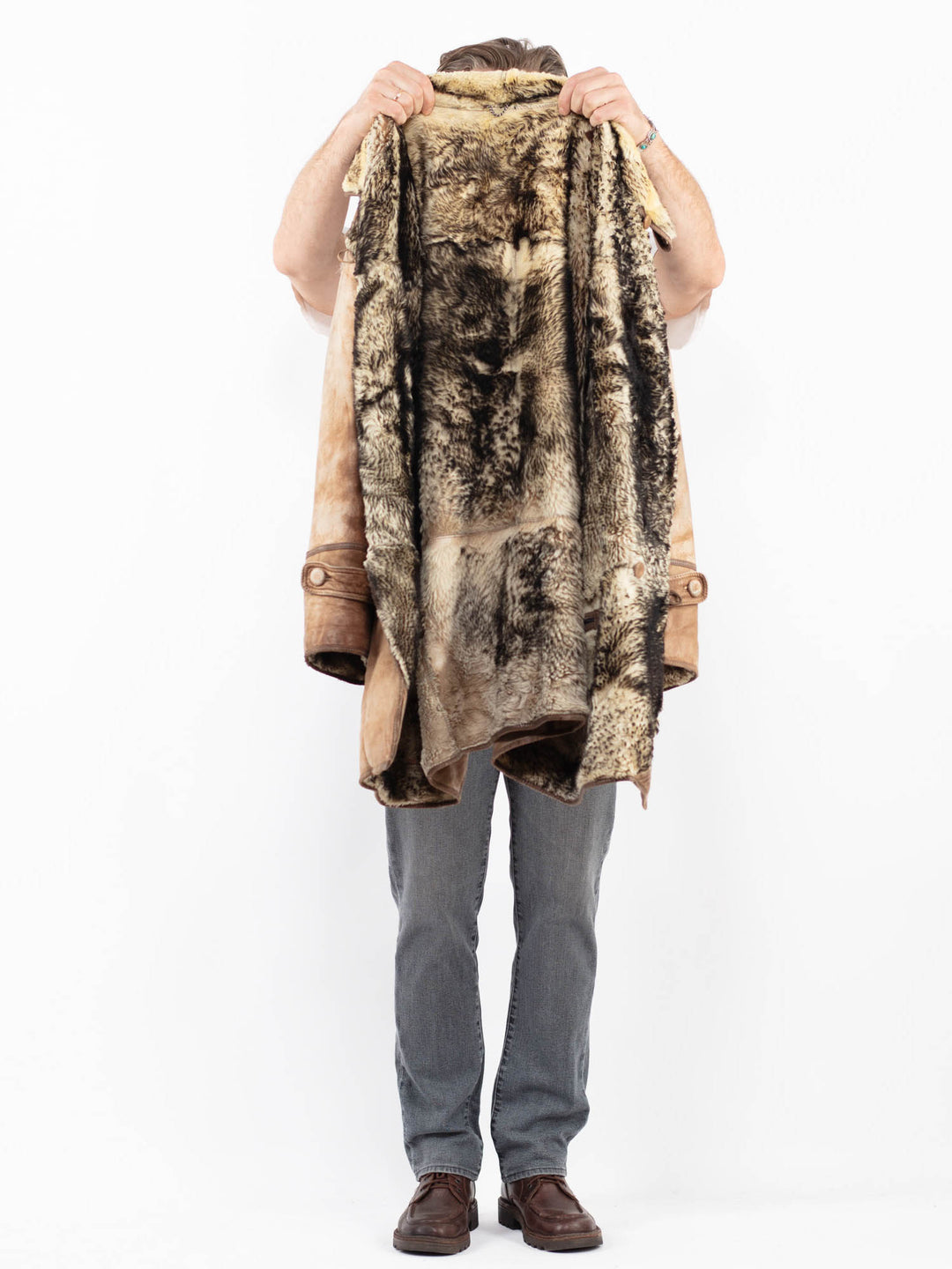 Vintage 80's Men Sheepskin Coat in BeigeZ2119