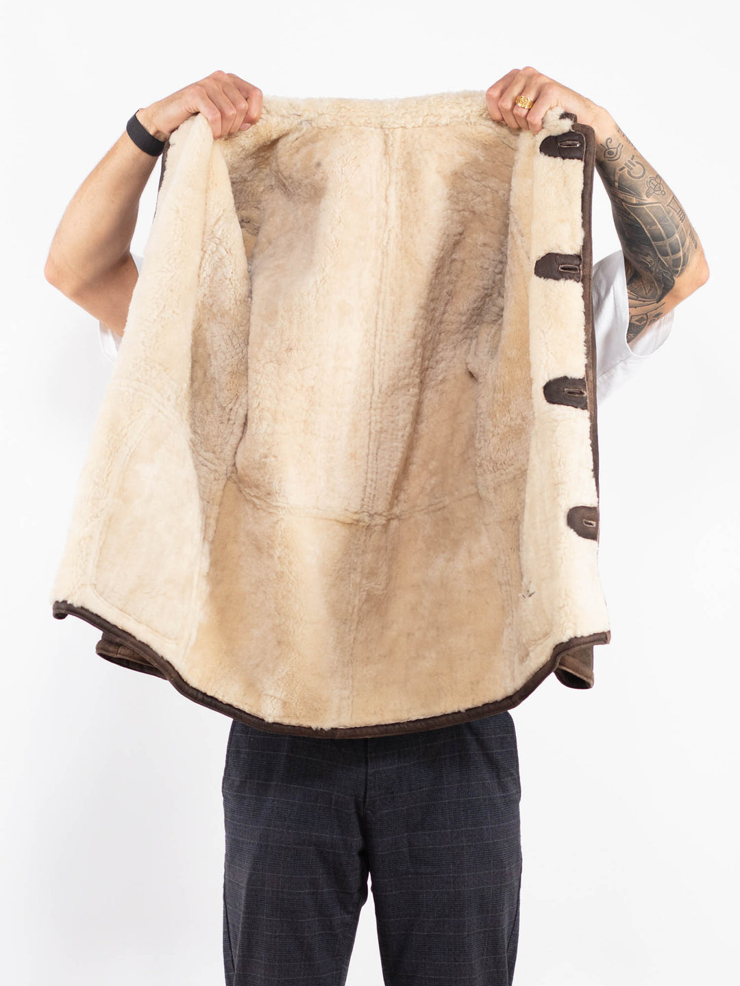 Vintage 80's Men Sheepskin Coat in BrownZ2236