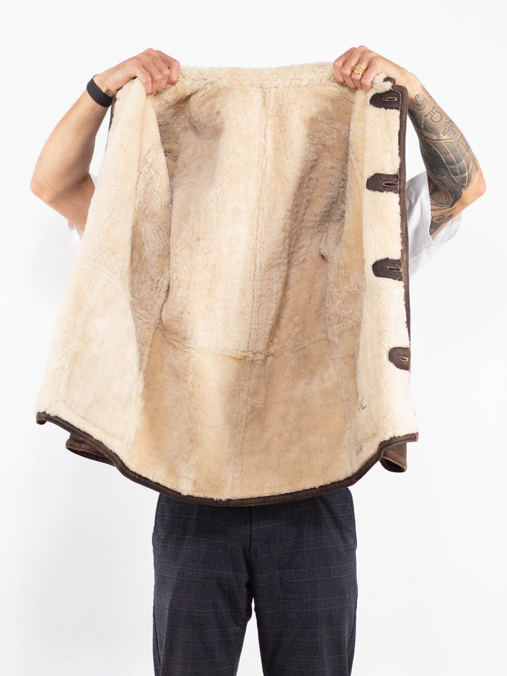 Vintage 80's Men Sheepskin Coat in BrownZ2236