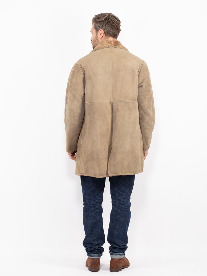 Vintage 80's Men Sheepskin Coat in BeigeZ2729