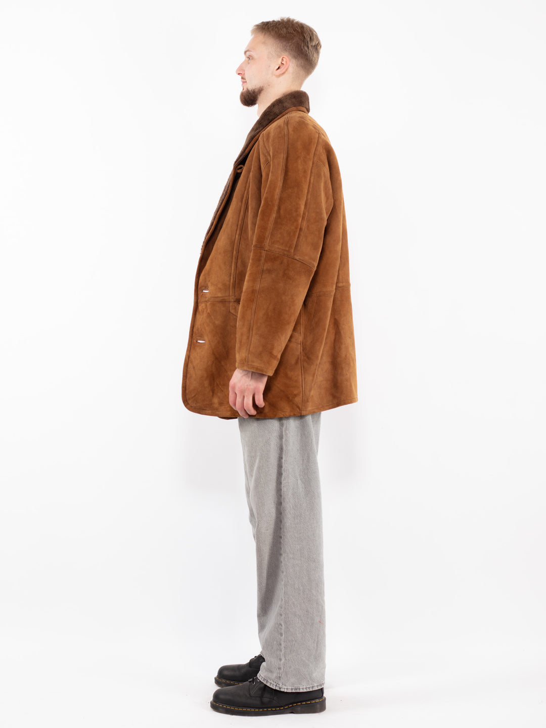 Vintage 80's Men Sheepskin Coat in Brown