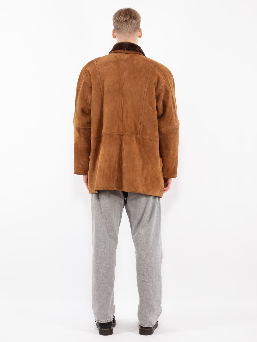 Vintage 80's Men Sheepskin Coat in Brown