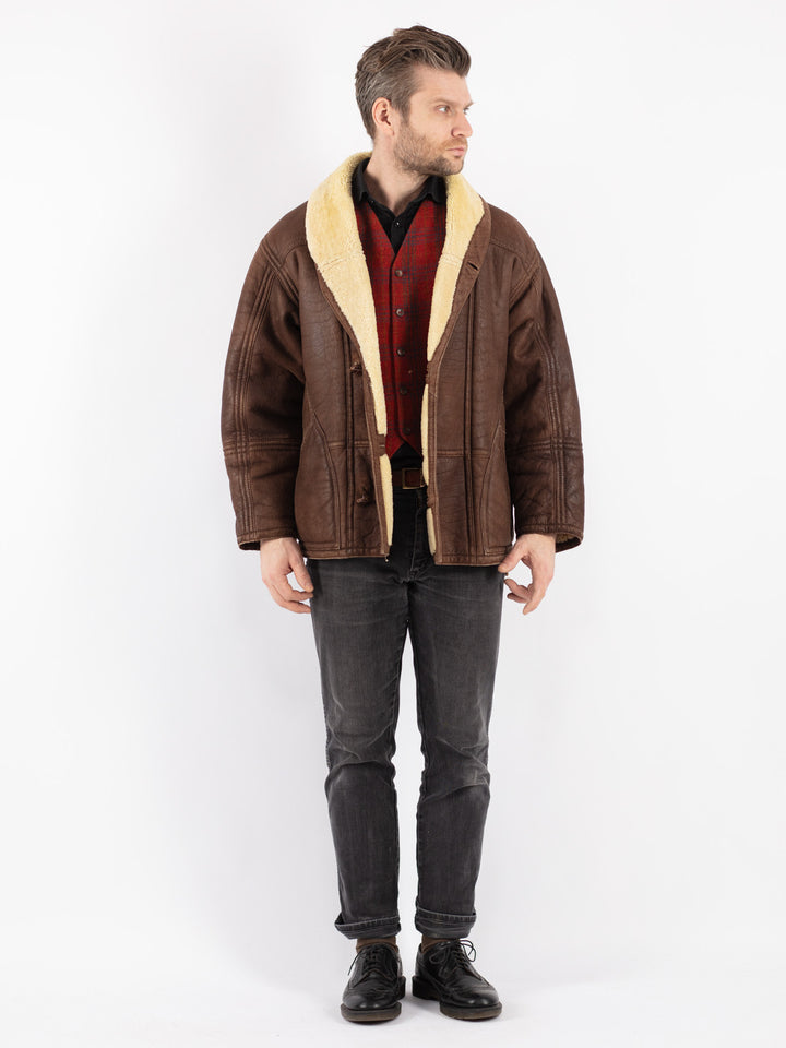 Vintage 80's Men Sheepskin Coat in BrownZ221