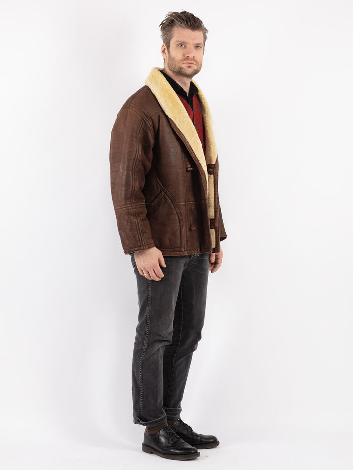 Vintage 80's Men Sheepskin Coat in BrownZ221
