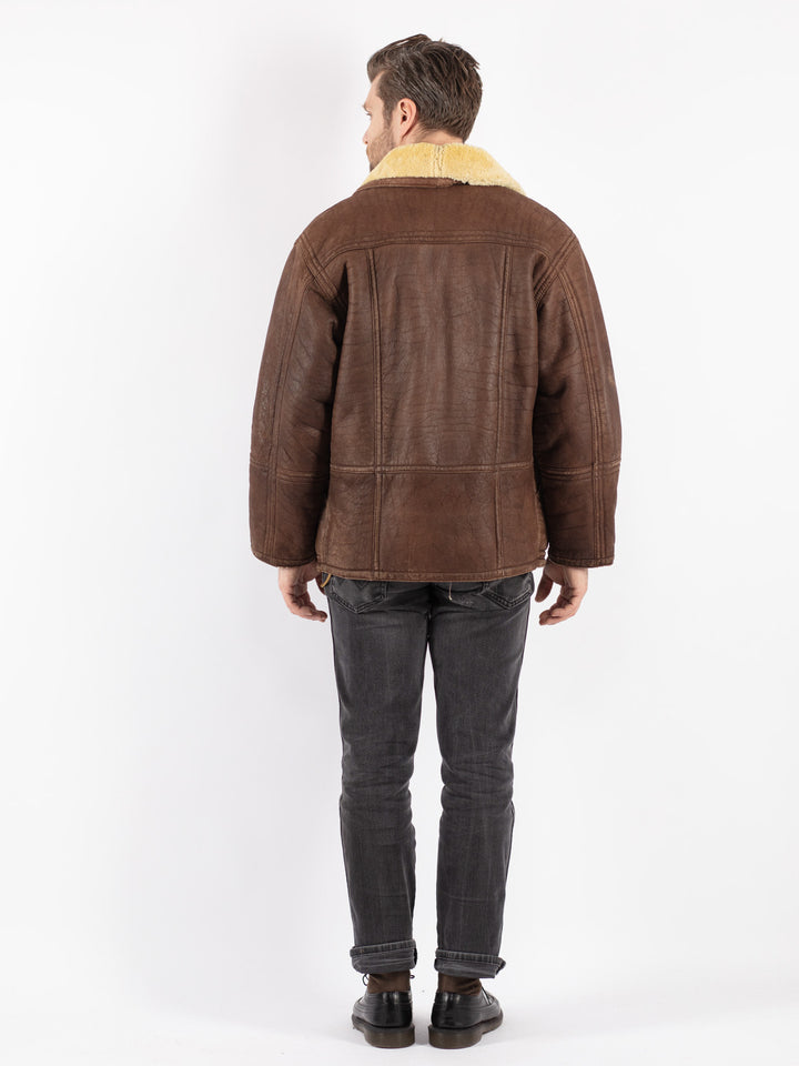 Vintage 80's Men Sheepskin Coat in BrownZ221