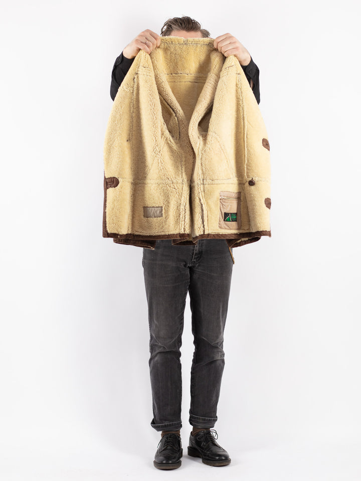 Vintage 80's Men Sheepskin Coat in BrownZ221