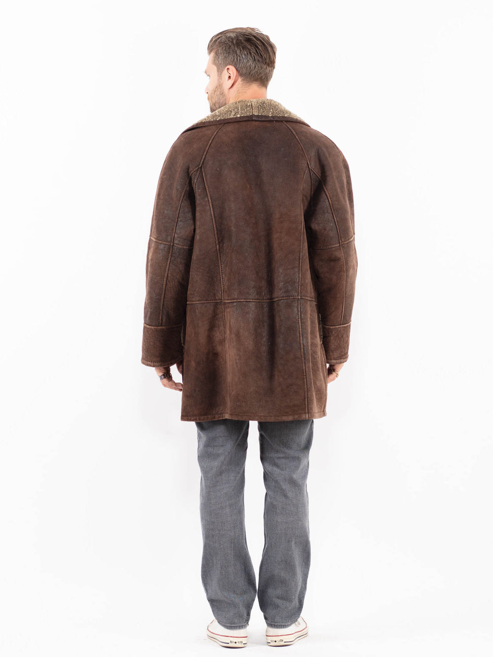 Vintage 90's Men Sheepskin Coat in BrownZ2012