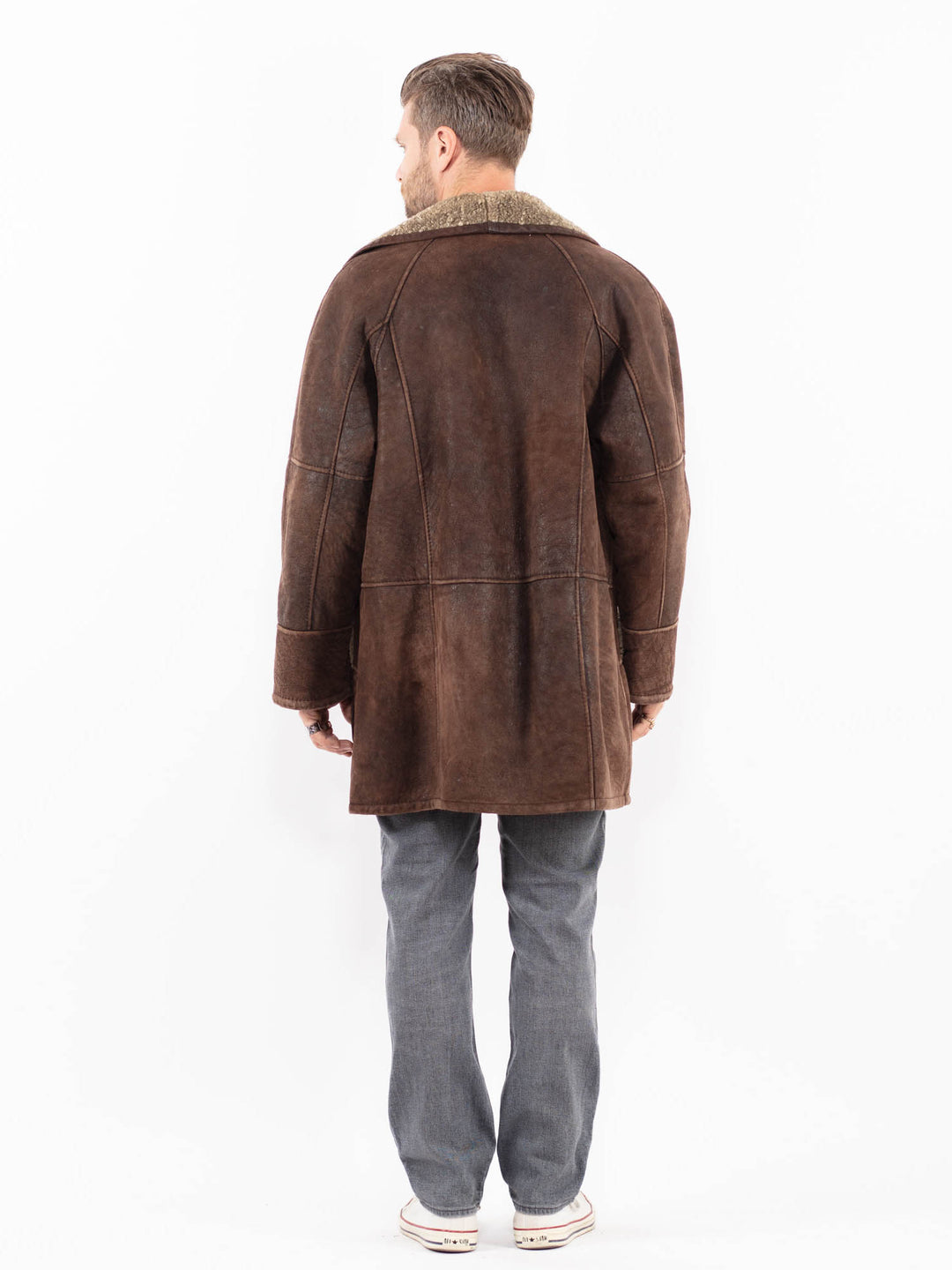 Vintage 90's Men Sheepskin Coat in BrownZ2012