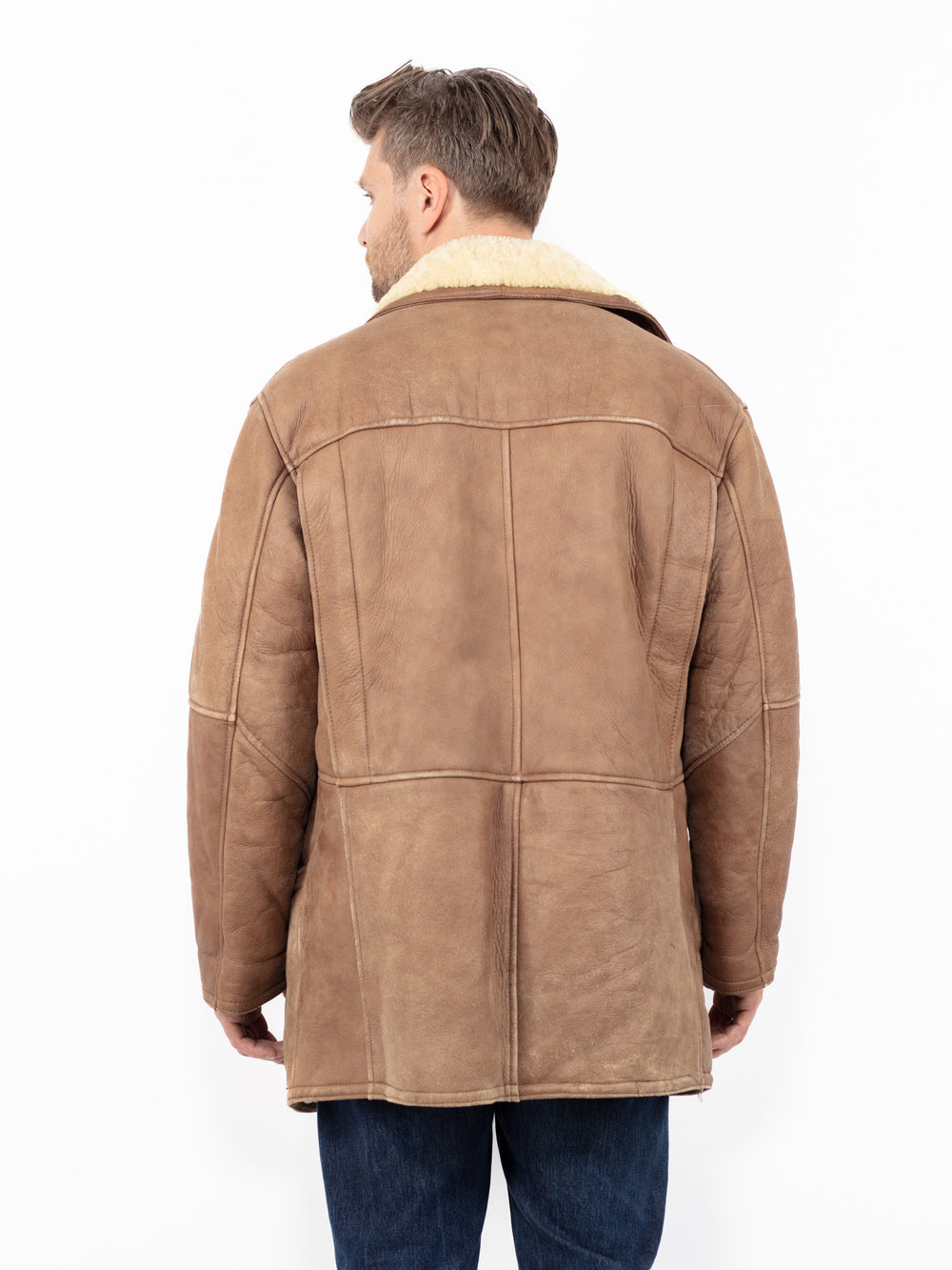 Vintage 80's Men Sheepskin Coat in BrownZ2596