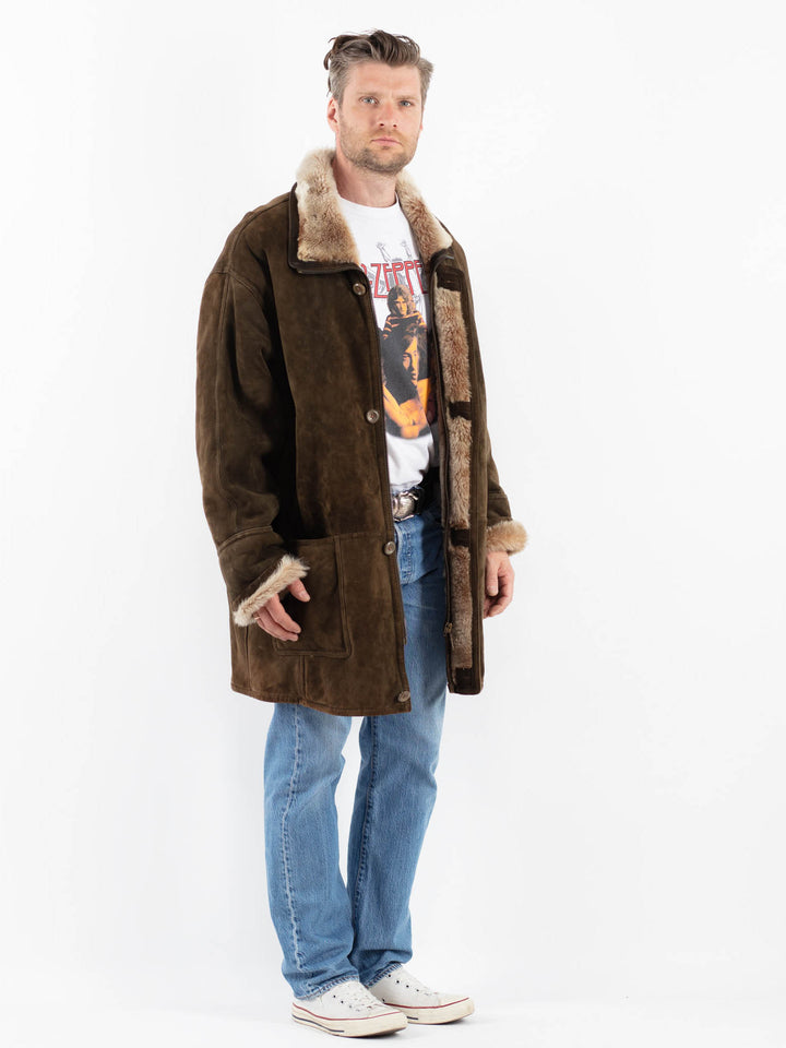 Vintage 80's Men Sheepskin Coat in GreenZ1801