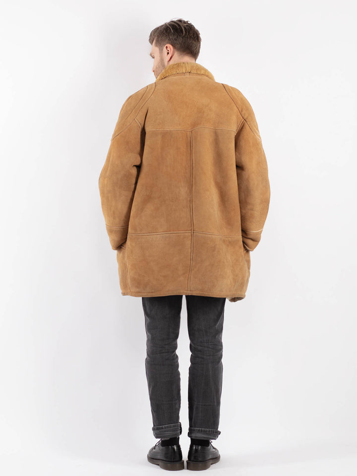 Vintage 80's Men Sheepskin Coat in BeigeZ473