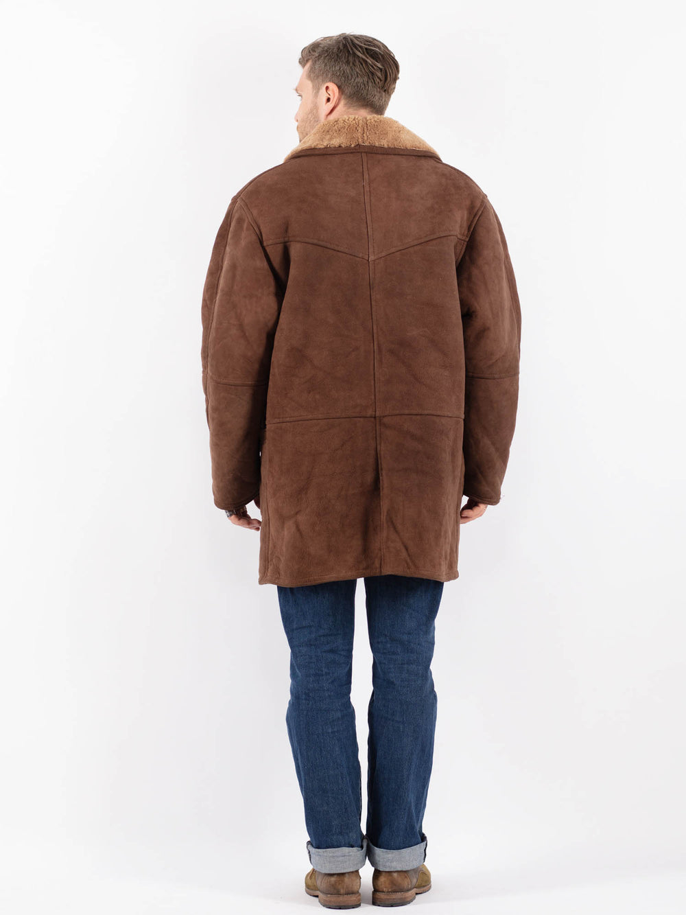 Vintage 80's Men Sheepskin Shearling in BrownZ1565