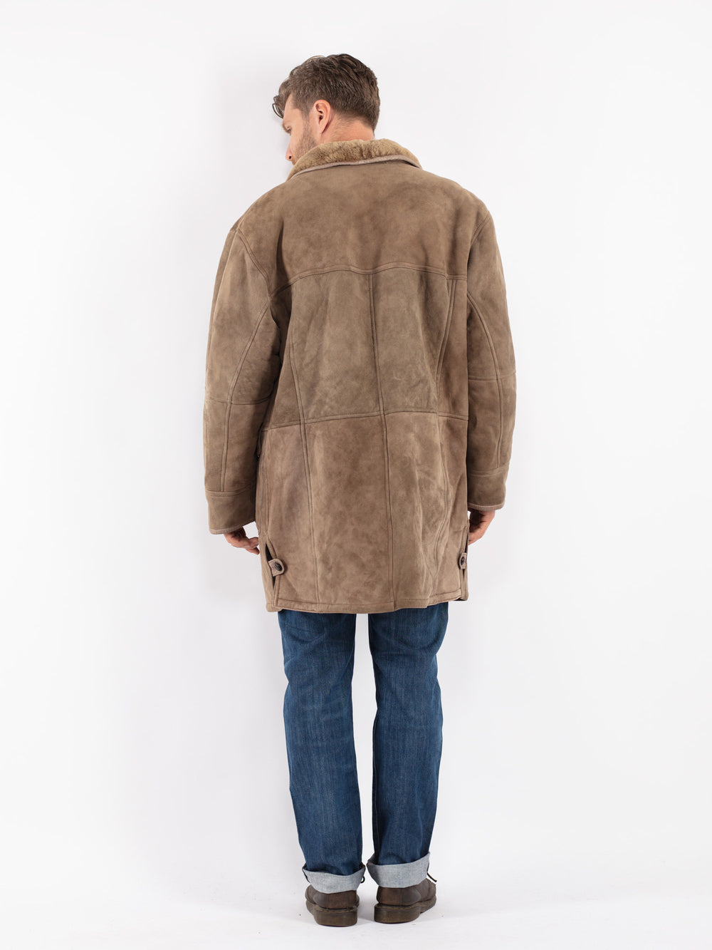 Vintage Men Sheepskin Coat in