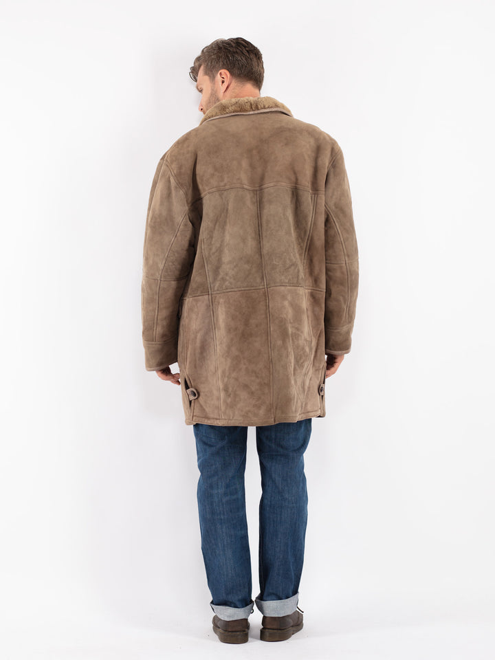 Vintage Men Sheepskin Coat in