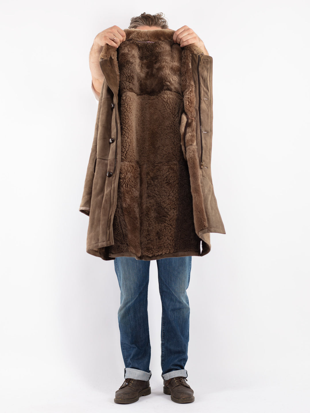 Vintage Men Sheepskin Coat in