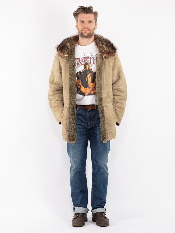 Vintage 80's Men Coat in Beige